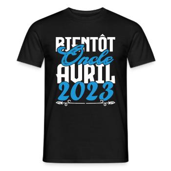 Annonce grossesse. bientôt Oncle Avril 2023. - T-shirt homme - noir - Devant - AI Model Male 178 light (178cm)
