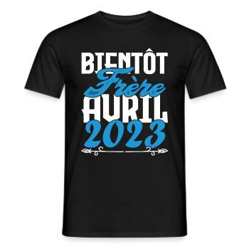Cadeau Annonce grossesse bientôt Frère Avril 2023. - T-shirt homme - noir - Devant - AI Model Male 178 light (178cm)