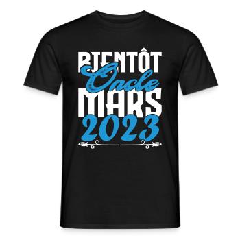 Cadeau Annonce grossesse. bientôt Oncle Mars 2023. - T-shirt homme - noir - Devant - AI Model Male 178 light (178cm)