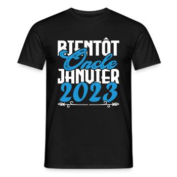 Annonce grossesse. bientôt Oncle Janvier 2023. - T-shirt homme - noir - Devant - AI Model Male 178 light (178cm)