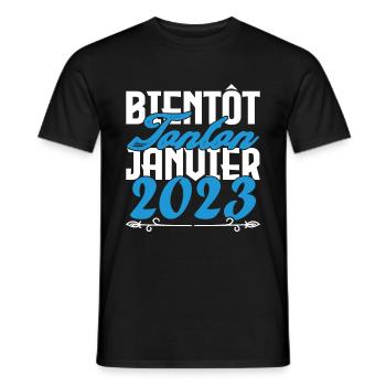 Annonce grossesse. bientôt Tonton Janvier 2023. - T-shirt homme - noir - Devant - AI Model Male 178 light (178cm)