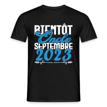 Annonce grossesse. bientôt Oncle Septembre 2023. - T-shirt homme - noir - Devant - AI Model Male 178 light (178cm)