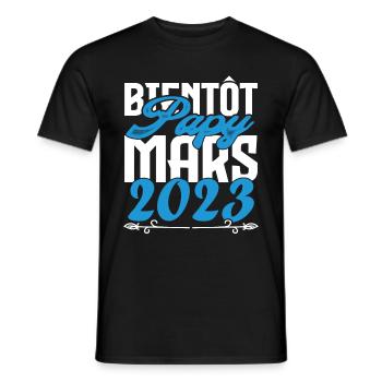 Cadeau Annonce grossesse. bientôt Papy Mars 2023. - T-shirt homme - noir - Devant - AI Model Male 178 light (178cm)