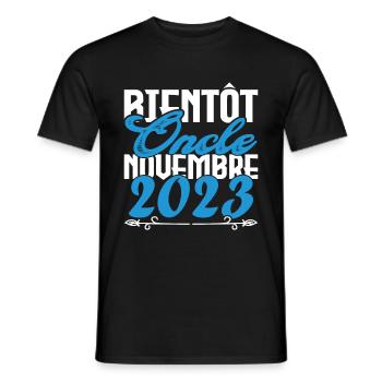 Annonce grossesse. bientôt Oncle Novembre 2023. - T-shirt homme - noir - Devant - AI Model Male 178 light (178cm)