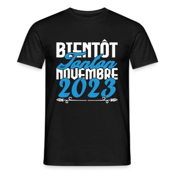 Annonce grossesse. bientôt Tonton Novembre 2023. - T-shirt homme - noir - Devant - AI Model Male 178 light (178cm)