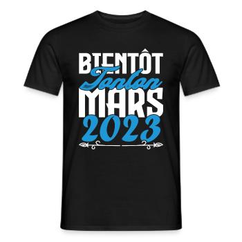 Cadeau Annonce grossesse bientôt Tonton Mars 2023 - T-shirt homme - noir - Devant - AI Model Male 178 light (178cm)