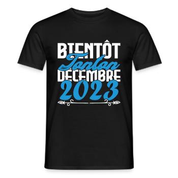 Annonce grossesse. bientôt Tonton Décembre 2023. - T-shirt homme - noir - Devant - AI Model Male 178 light (178cm)