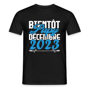 Annonce grossesse bientôt Papy Décembre 2023 - T-shirt homme - noir - Devant - AI Model Male 178 light (178cm)