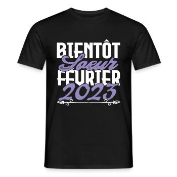Annonce grossesse. bientôt Sœur Février 2023.soeur - T-shirt homme - noir - Devant - AI Model Male 178 light (178cm)