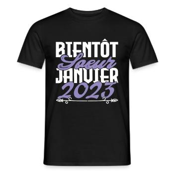Annonce grossesse. bientôt Sœur Janvier 2023.soeur - T-shirt homme - noir - Devant - AI Model Male 178 light (178cm)