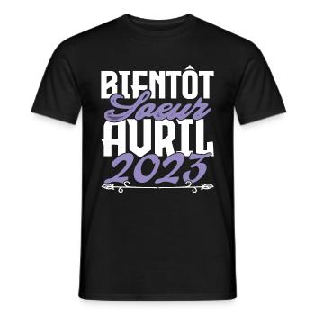 Annonce grossesse. bientôt Sœur Avril 2023.soeur - T-shirt homme - noir - Devant - AI Model Male 178 light (178cm)