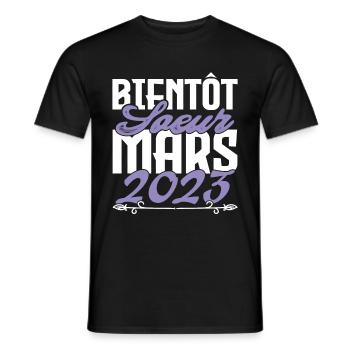 Annonce grossesse. bientôt Sœur Mars 2023.soeur - T-shirt homme - noir - Devant - AI Model Male 178 light (178cm)