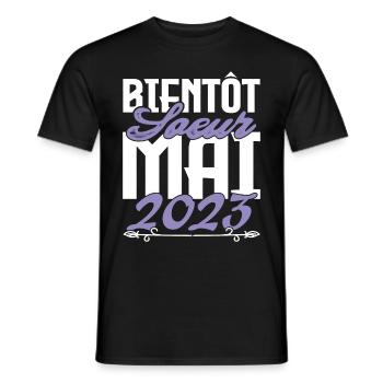 Annonce grossesse. bientôt Sœur Mai 2023.soeur - T-shirt homme - noir - Devant - AI Model Male 178 light (178cm)