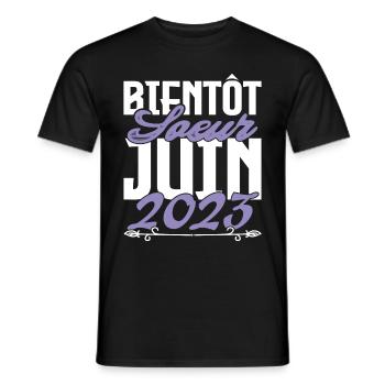 Annonce grossesse. bientôt Sœur Juin 2023.soeur - T-shirt homme - noir - Devant - AI Model Male 178 light (178cm)