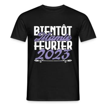 Annonce grossesse. bientôt Mamie Février 2023. - T-shirt homme - noir - Devant - AI Model Male 178 light (178cm)