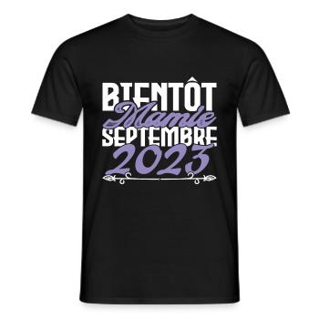 Annonce grossesse. bientôt Mamie Septembre 2023. - T-shirt homme - noir - Devant - AI Model Male 178 light (178cm)