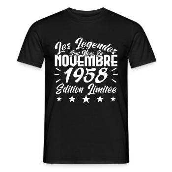 Les Légendes sont Nées En Novembre 1958 Cadeau. - T-shirt homme - noir - Devant - AI Model Male 178 light (178cm)