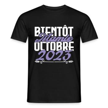 Annonce grossesse. bientôt Mamie Octobre 2023. - T-shirt homme - noir - Devant - AI Model Male 178 light (178cm)