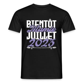 Annonce grossesse. bientôt Mamie Juillet 2023. - T-shirt homme - noir - Devant - AI Model Male 178 light (178cm)