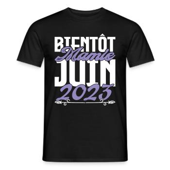Annonce grossesse. bientôt Mamie Juin 2023. - T-shirt homme - noir - Devant - AI Model Male 178 light (178cm)
