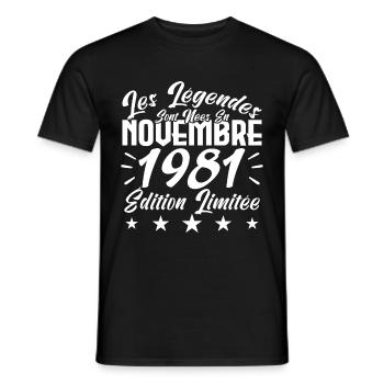 Les Légendes sont Nées En Novembre 1981 Cadeau. - T-shirt homme - noir - Devant - AI Model Male 178 light (178cm)
