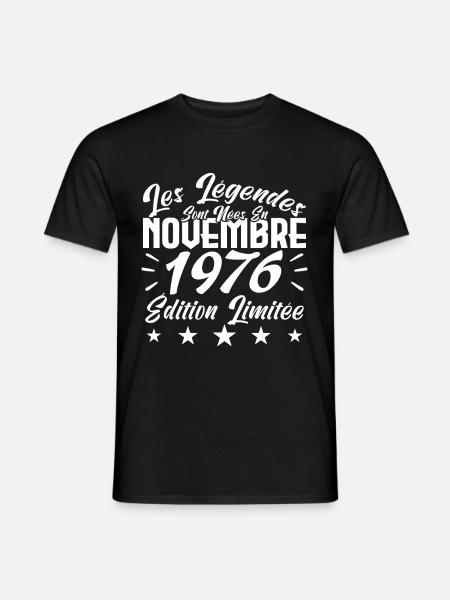Les Légendes sont Nées En Novembre 1976 Cadeau. - T-shirt homme - noir