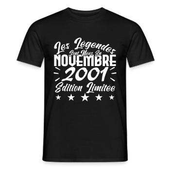 Les Légendes sont Nées En Novembre 2001 Cadeau. - T-shirt homme - noir - Devant - AI Model Male 178 light (178cm)