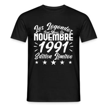 Les Légendes sont Nées En Novembre 1991 Cadeau. - T-shirt homme - noir - Devant - AI Model Male 178 light (178cm)