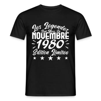 Les Légendes sont Nées En Novembre 1980 Cadeau. - T-shirt homme - noir - Devant - AI Model Male 178 light (178cm)