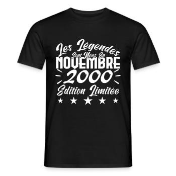 Les Légendes sont Nées En Novembre 2000 Cadeau. - T-shirt homme - noir - Devant - AI Model Male 178 light (178cm)