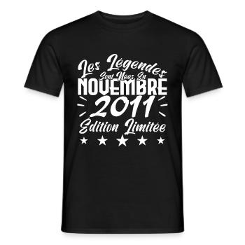 Les Légendes sont Nées En Novembre 2011 Cadeau. - T-shirt homme - noir - Devant - AI Model Male 178 light (178cm)
