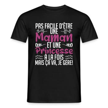 pas facile d'être une maman et une Princesse. - T-shirt homme - noir - Devant - AI Model Male 178 light (178cm)