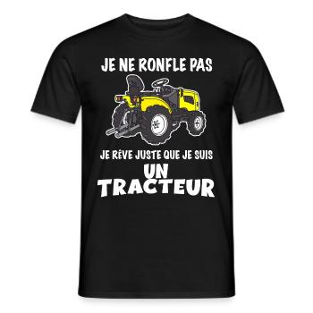 Je ne ronfle pas je suis un tracteur - T-shirt homme - noir - Devant - AI Model Male 178 light (178cm)
