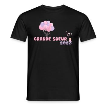 Grande Soeur 2023 Idée Cadeau Annonce Grossesse - T-shirt homme - noir - Devant - AI Model Male 178 light (178cm)