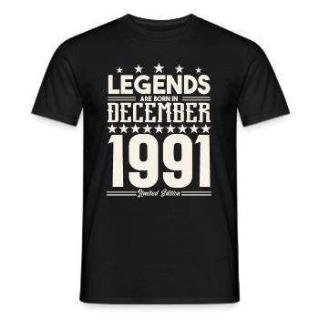 Legenden werden im Dezember 1991 geboren.Geschenkjubiläum - Männer T-Shirt - Schwarz - Vorne - AI Model Male 178 light (178cm)