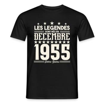 Les Légendes Sont Nés En Décembre 1955, Cadeau. - T-shirt homme - noir - Devant - AI Model Male 178 light (178cm)