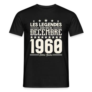 Les Légendes Sont Nés En Décembre 1960, Cadeau. - T-shirt homme - noir - Devant - AI Model Male 178 light (178cm)
