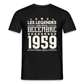Les Légendes Sont Nés En Décembre 1959, Cadeau. - T-shirt homme - noir - Devant - AI Model Male 178 light (178cm)