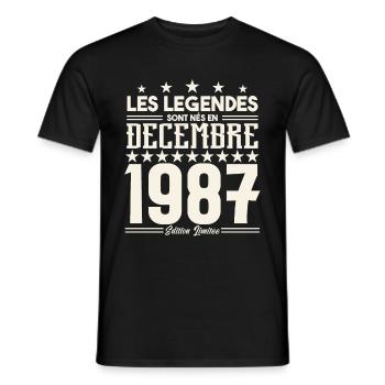 Les Légendes Sont Nés En Décembre 1987, Cadeau. - T-shirt homme - noir - Devant - AI Model Male 178 light (178cm)