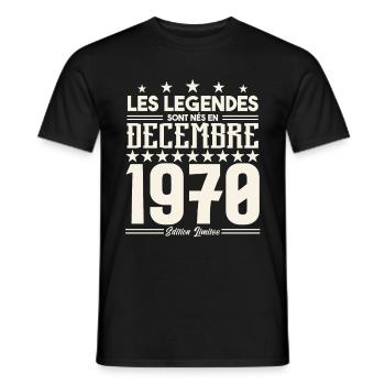 Les Légendes Sont Nés En Décembre 1970, Cadeau. - T-shirt homme - noir - Devant - AI Model Male 178 light (178cm)