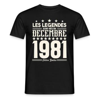Les Légendes Sont Nés En Décembre 1981, Cadeau. - T-shirt homme - noir - Devant - AI Model Male 178 light (178cm)