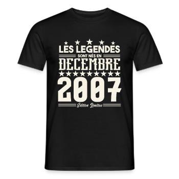 Les Légendes Sont Nés En Décembre 2007, Cadeau. - T-shirt homme - noir - Devant - AI Model Male 178 light (178cm)