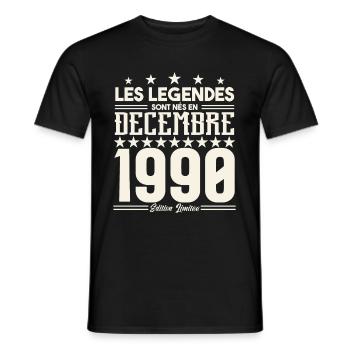 Les Légendes Sont Nés En Décembre 1990, Cadeau. - T-shirt homme - noir - Devant - AI Model Male 178 light (178cm)