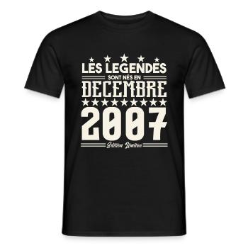 Les Légendes Sont Nés En Décembre 2007, Cadeau. - T-shirt homme - noir - Devant - AI Model Male 178 light (178cm)