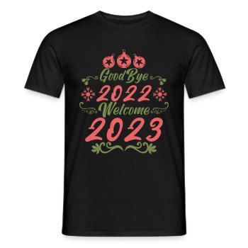 au revoir 2022 bienvenue 2023 cadeau bonne année. - T-shirt homme - noir - Devant - AI Model Male 178 light (178cm)