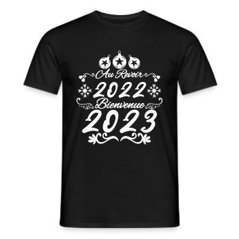 au revoir 2022 bienvenue 2023 cadeau bonne année. - T-shirt homme - noir - Devant - AI Model Male 178 light (178cm)