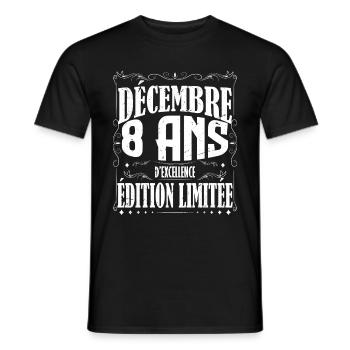 meilleur Cadeau d'anniversaire, Décembre 8 Ans. - T-shirt homme - noir - Devant - AI Model Male 178 light (178cm)