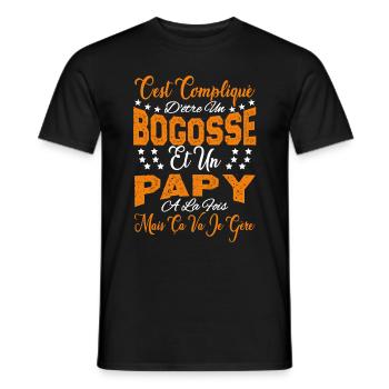 c'est compliqué d'être un Bogosse et un Papy. - T-shirt homme - noir - Devant - AI Model Male 178 light (178cm)