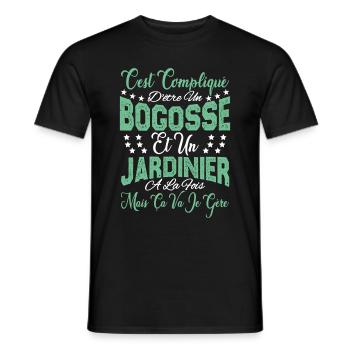 c'est compliqué d'être un Bogosse et un Jardinier. - T-shirt homme - noir - Devant - AI Model Male 178 light (178cm)