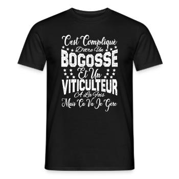 c'est compliqué être un Bogosse et un Viticulteur. - T-shirt homme - noir - Devant - AI Model Male 178 light (178cm)
